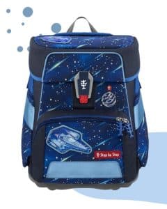 Das Schultaschen-Modell Space von Step by Step. Galaktisches Design in Blau mit Raumschiff.